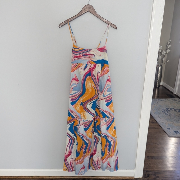 Women's Anthropologie Peter Som Marble Paint Maxi Dress Large Abstract - Picture 4 of 4